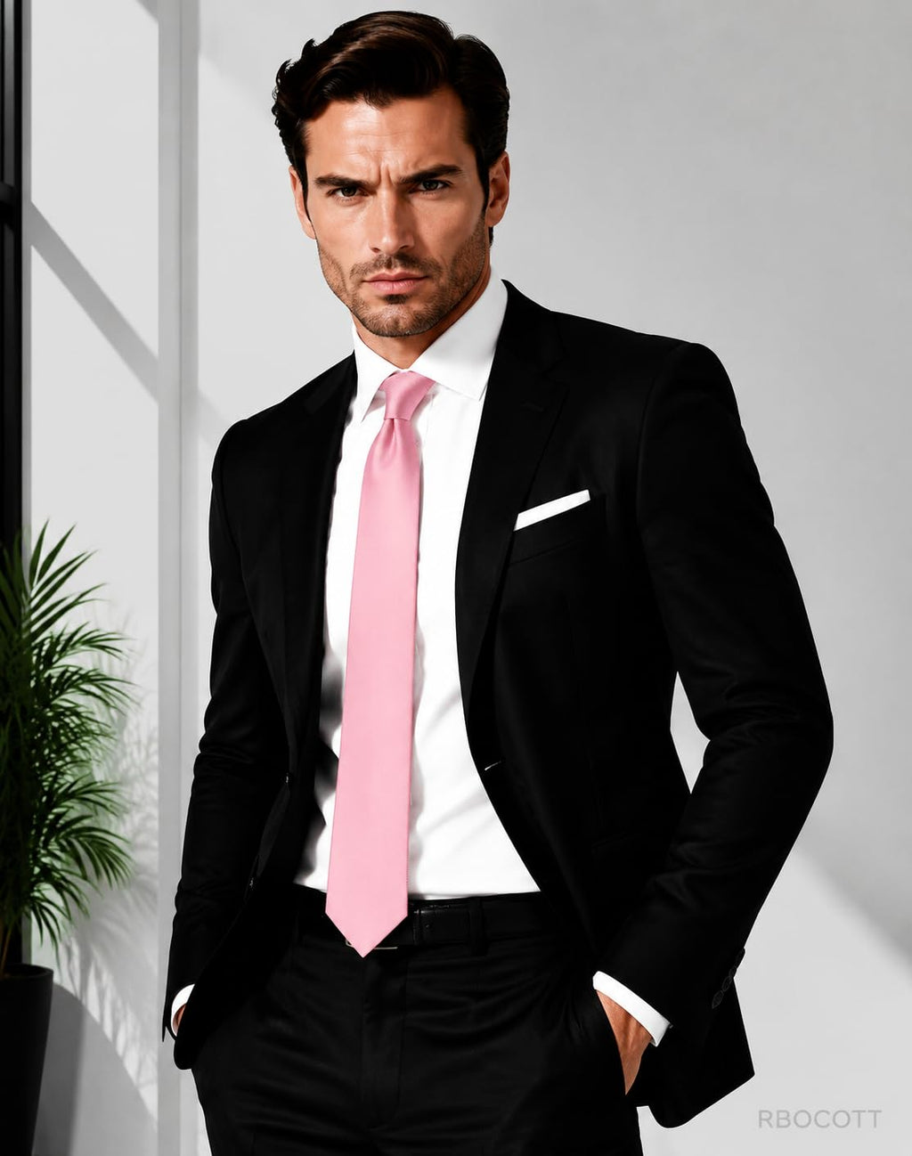 RBOCOTT Solid Color Tie Formal Necktie for Men Jansha Store