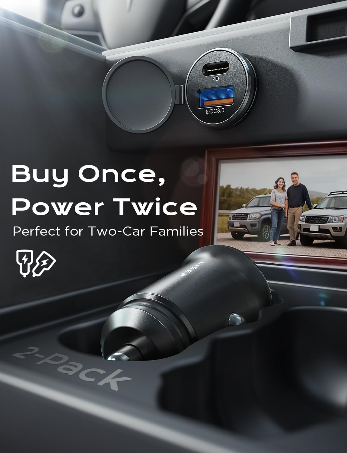 LISEN Car Charger USB C, 69W Cigarette Lighter USB Charger Adapter, 2 Pack Jansha Store