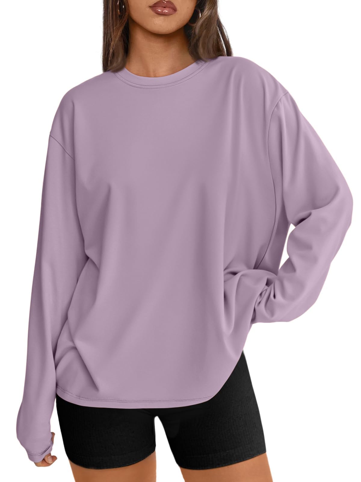 Trendy Queen Womens Oversized Long Sleeve Shirts Fall Tops 2026 Basic Tees Jansha Store