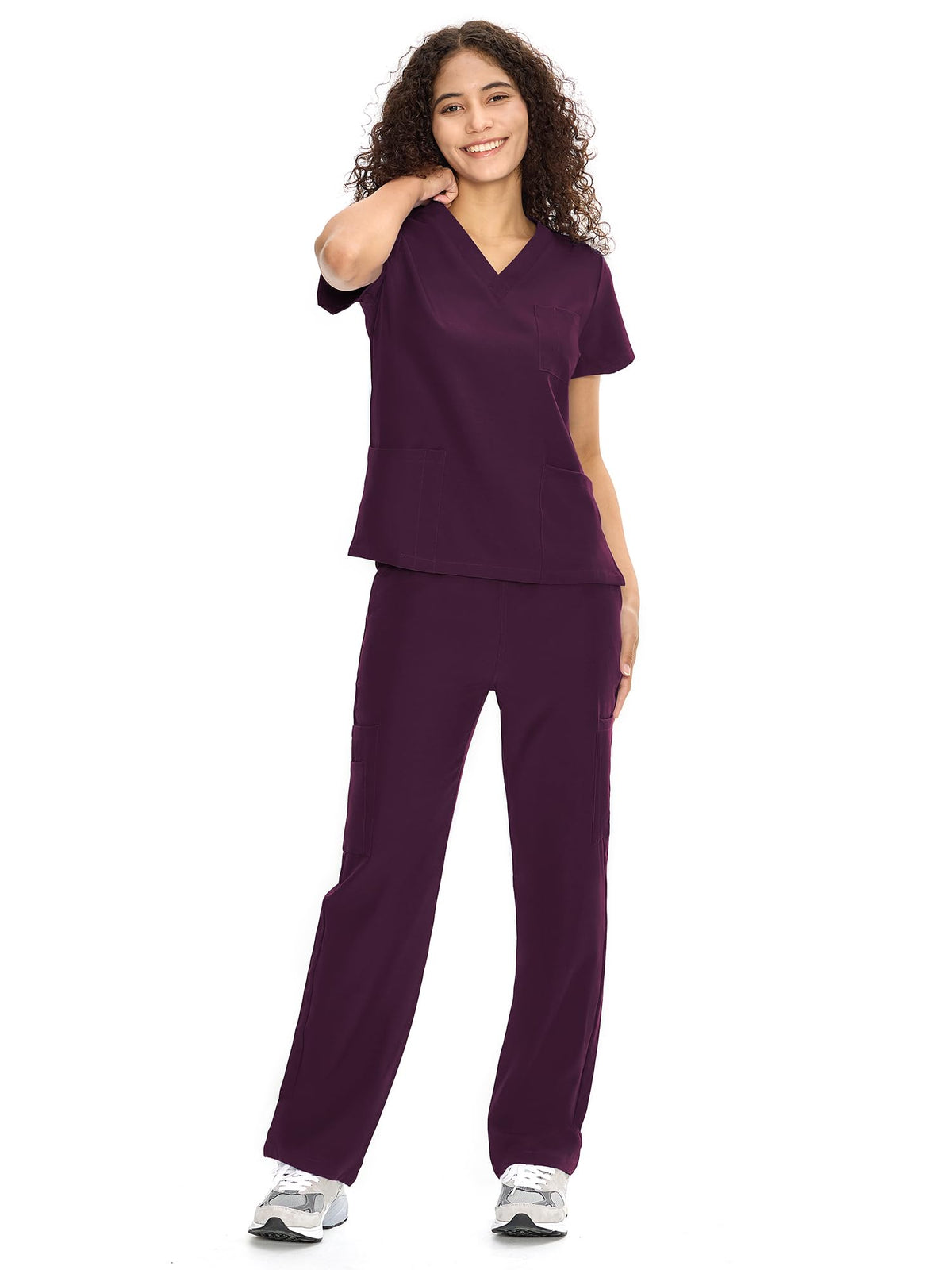 COZYFIT Scrubs for Women Set - V-Neck & Straight Leg Pants with 9 Pockets Jansha Store