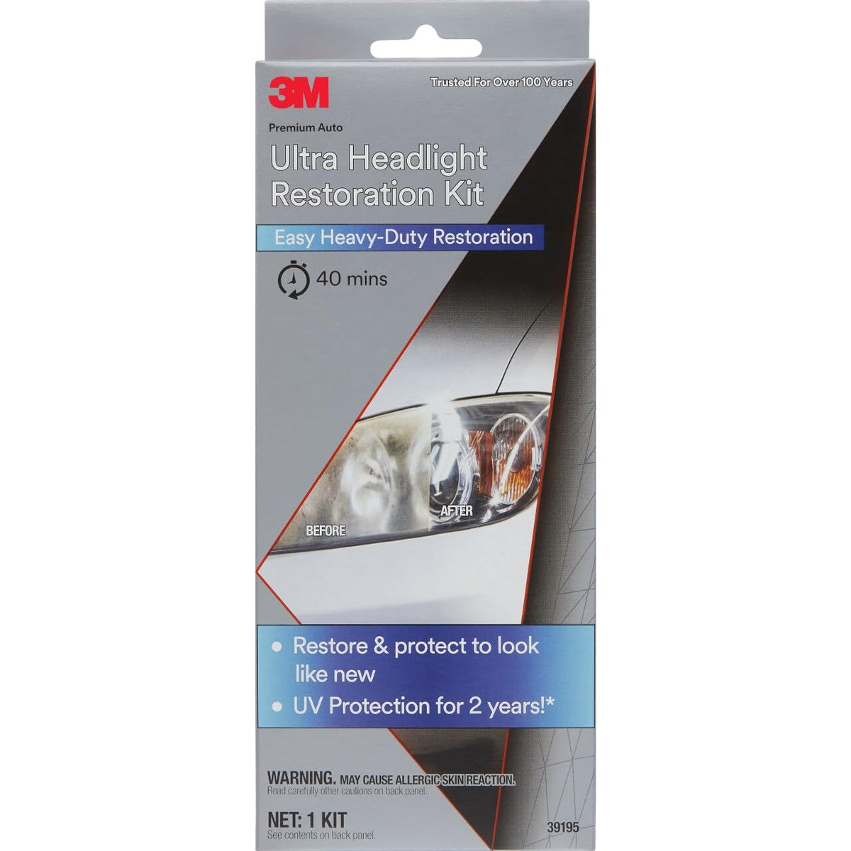 3M Ultra Headlight Restoration Kit, Contains Masking Tape, Light Sanding Discs, Wax Protectant and More, Use on Plastic Lenses Headlights, Taillights and More, Easy Heavy-Duty Restoration (39195) Jansha Store