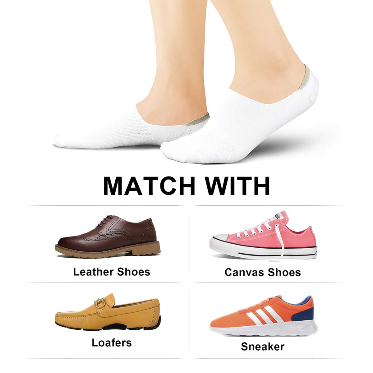 wernies No Show Socks Women Low Cut Ankle Socks Non Slip 4/8 Pairs Jansha Store