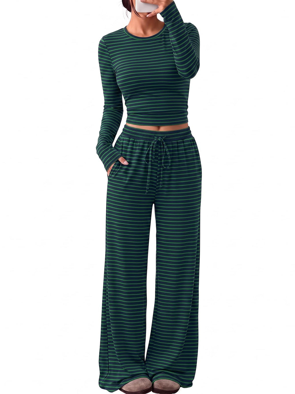 Trendy Queen Women's 2 Piece 2026 Fall Fashion Lounge Set with Pockets Jansha Store