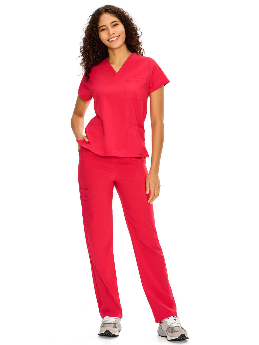 COZYFIT Scrubs for Women Set - V-Neck & Straight Leg Pants with 9 Pockets Jansha Store