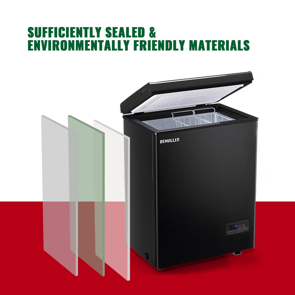 DEMULLER Chest Freezer 5.0Cubic Feet Deep Freezer Freestanding Freezers with 2 Removable Stainless Steel Basket, Mini Freezer Top Open Door Compact Freezer with Electronic Control 41℉ to -15℉BLACK Jansha Store