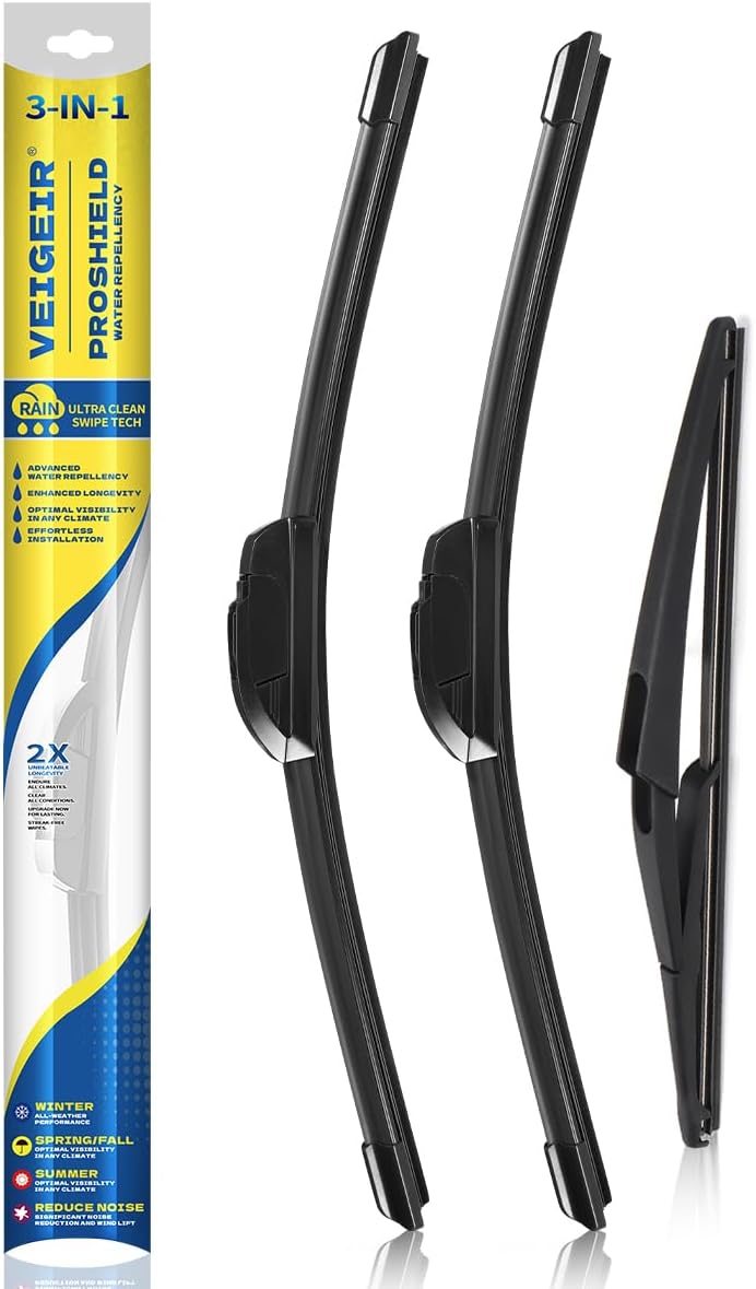 3 Pack Windshield Wiper Blades Compatible with Nissan Rogue 2014-2023 Pathfind 2013-2021 Original Factory Quality Front Rear Wipers Blade Set for My Car - 26" 17" 12" Jansha Store