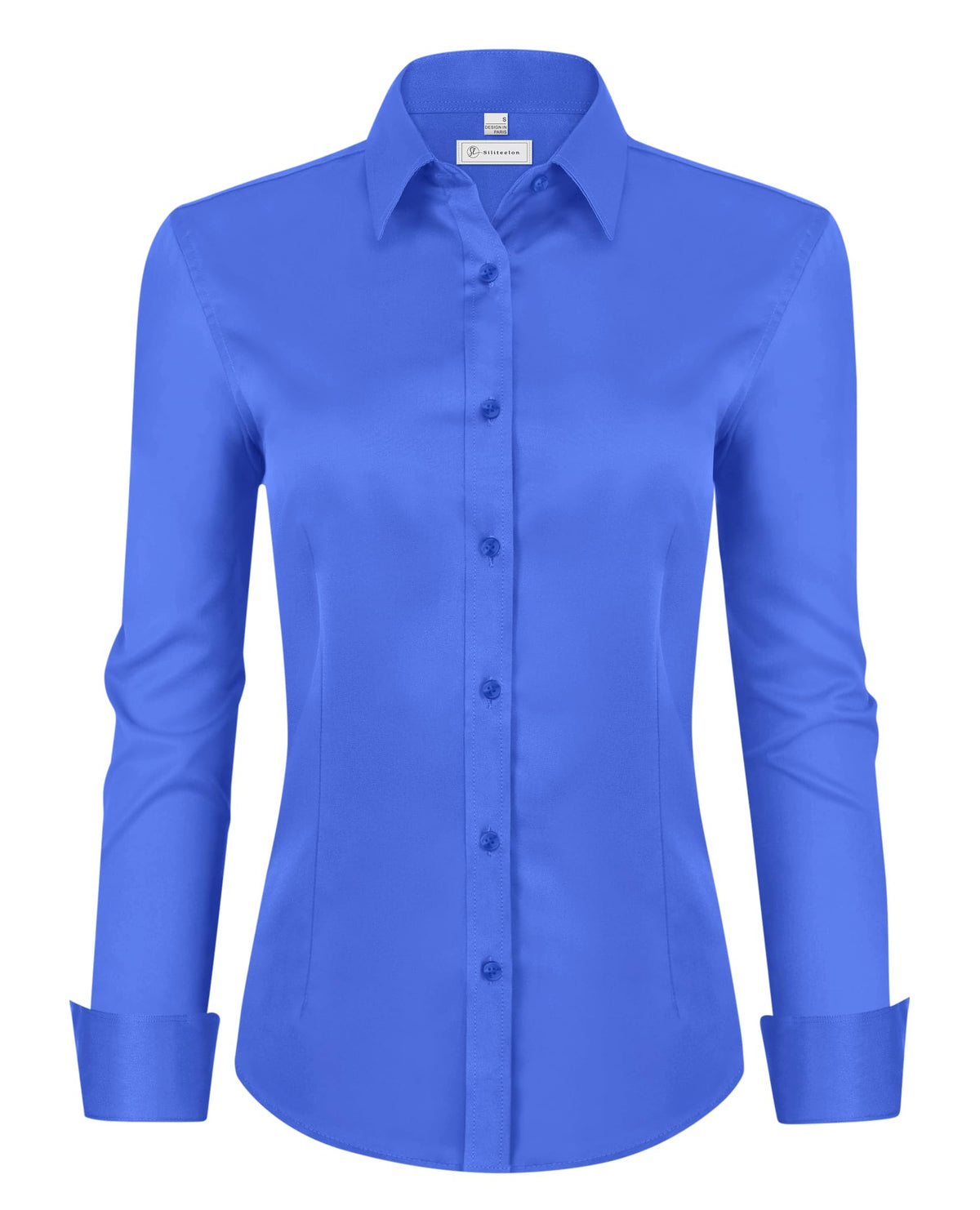 siliteelon Womens Classic-Fit Dress Shirts Long Sleeve Button Down Wrinkle-Free Stretch Solid Casual Work Office Blouse Top Jansha Store