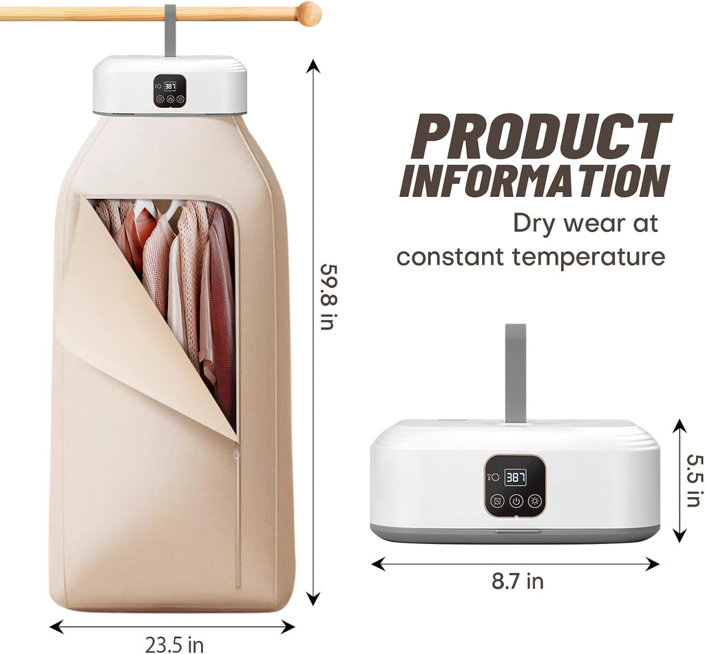 Portable Clothes Dryer - Mini Laundry Dryers with Remote Control - Small Compact Foldable Electric Drying Machine with Dry Bag for Travel RV Home & Apartment Jansha Store