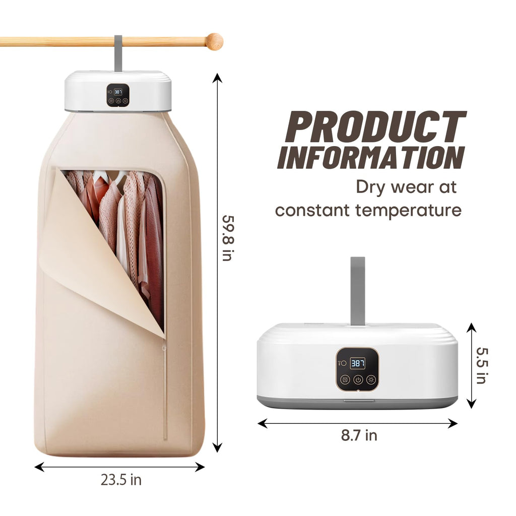 Portable Clothes Dryer - Mini Laundry Dryers with Remote Control - Small Compact Foldable Electric Drying Machine with Dry Bag for Travel RV Home & Apartment Jansha Store