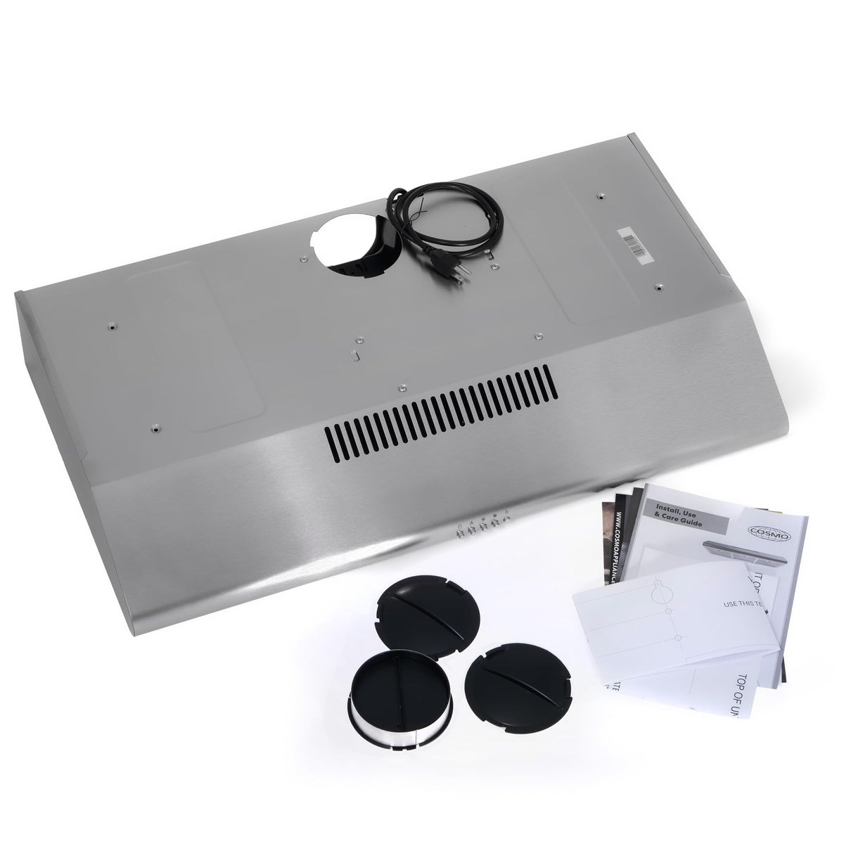 COSMO COS-5MU30 30 in. Delta Collection Ducted Under Cabinet Range Hood, Button Controls, Reusable Filters, LED Lights, Stainless Steel Jansha Store