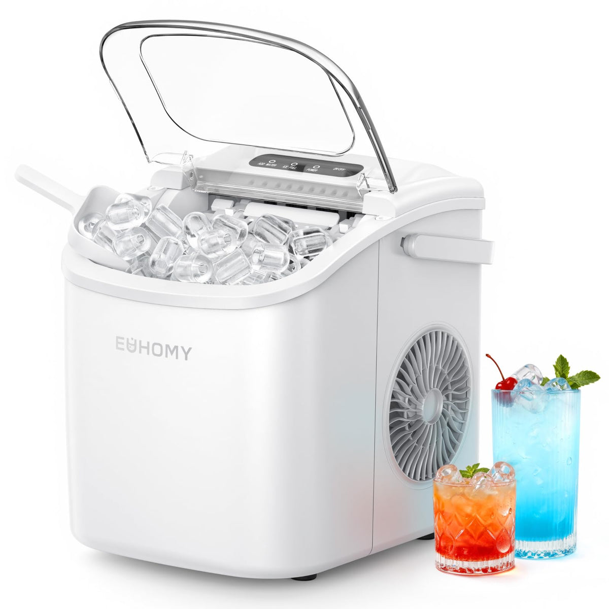 EUHOMY Countertop Ice Maker Machine with Handle, 26lbs in 24Hrs, 9 Ice Cubes Ready in 6 Mins, Auto-Cleaning Portable Ice Maker with Basket and Scoop, for Home/Kitchen/Camping/RV. (Black) Jansha Store