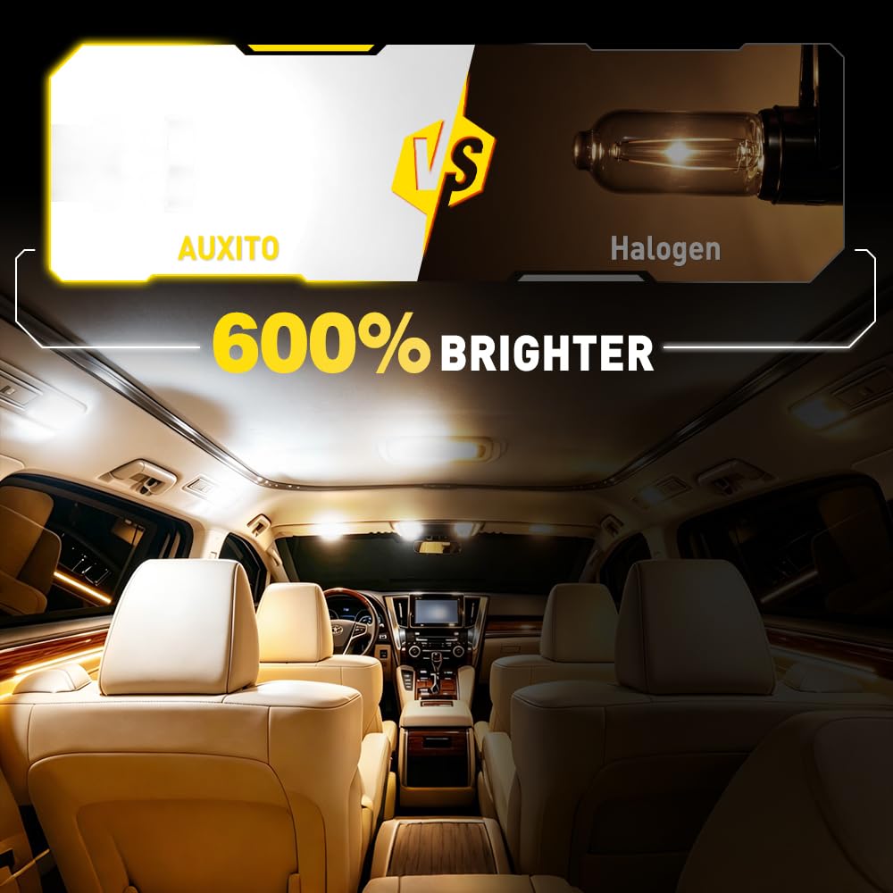 AUXITO 194 LED Bulbs for License Plate Light 168 175 2825 W5W T10 24-SMD 3014 Chipsets 6000K White for Car Dome Door Map Dash Courtesy Cargo License Plate Lights, Pack of 2 Jansha Store