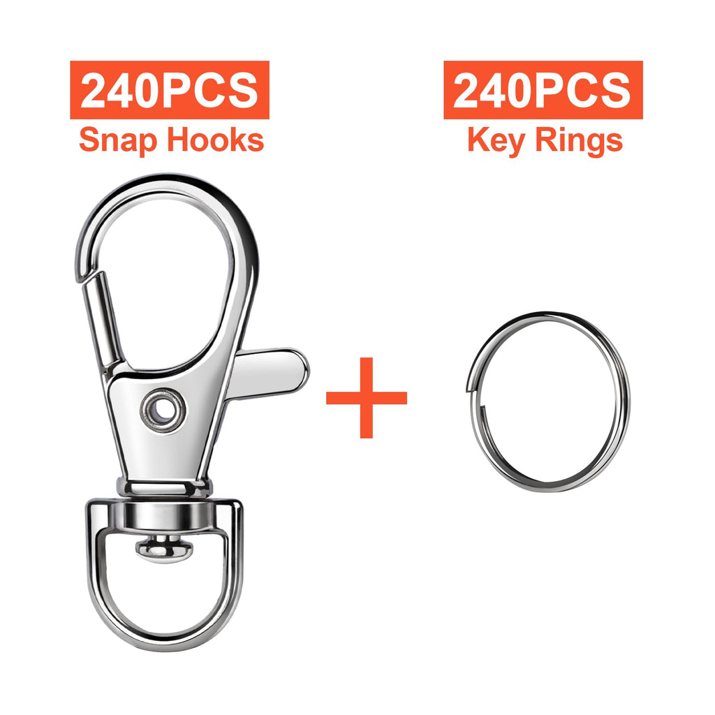 LEOBRO 70PCS Lobster Claw Clasps and Key Rings, 35PCS Keychains Clips and 35PCS Key Chain Ring, Keychain Making kit for Key Chain, Jewelry Making, Art Crafts, Silver Jansha Store