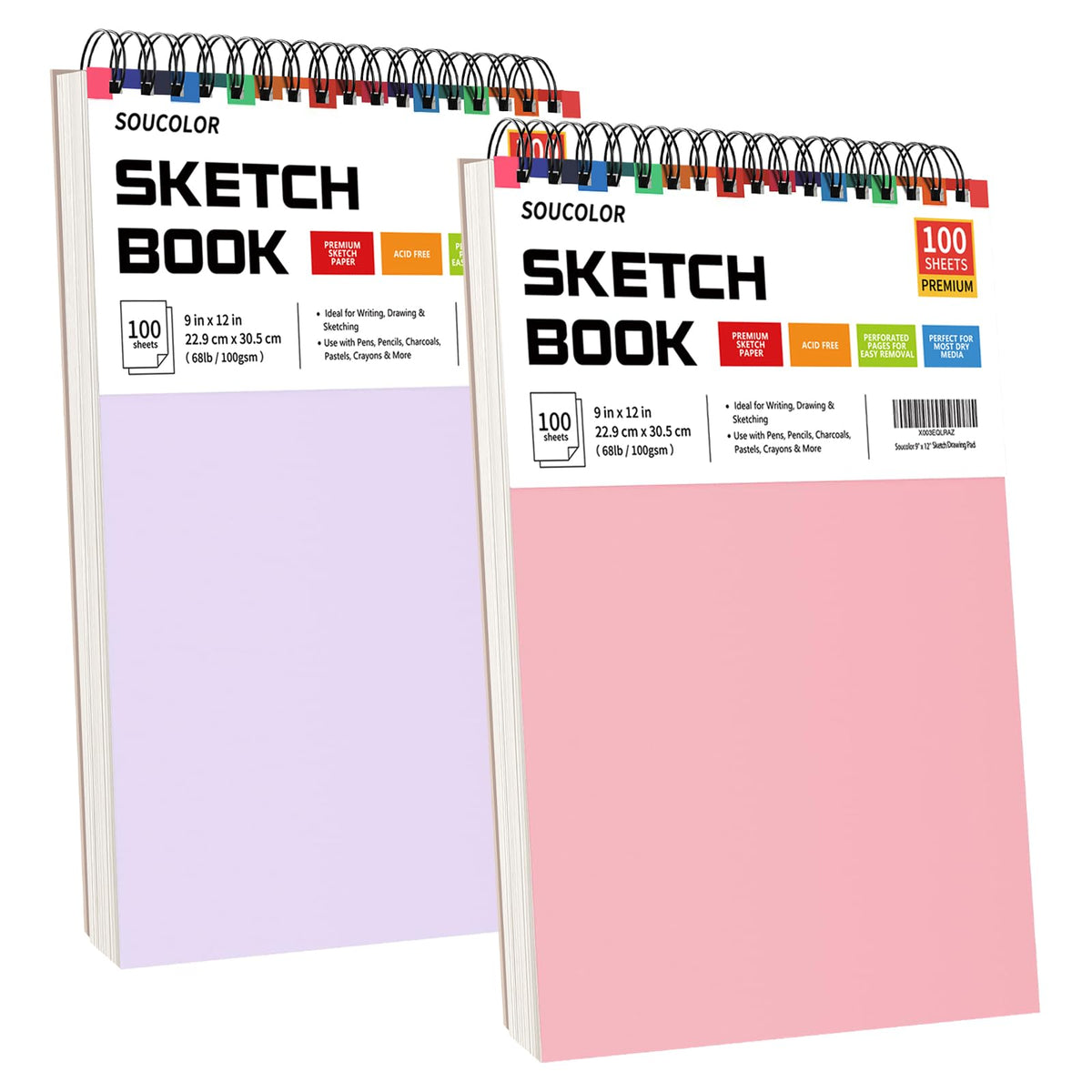 Soucolor Sketch Book 9" x 12", 100 Sheets Kids Art Sketchbook Drawing Pad Jansha Store