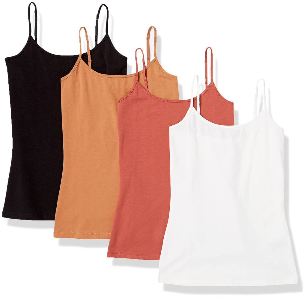 Amazon Essentials Women's Slim-Fit Camisole for Layering and Everyday Wear, Pack of 4 Jansha Store