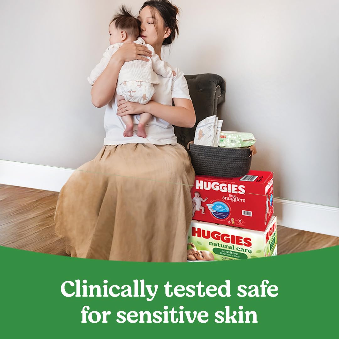 Huggies Natural Care Sensitive Baby Wipes, Unscented, Hypoallergenic, 99% Purified Water, 12 Flip-Top Packs (768 Wipes Total), Packaging May Vary Jansha Store