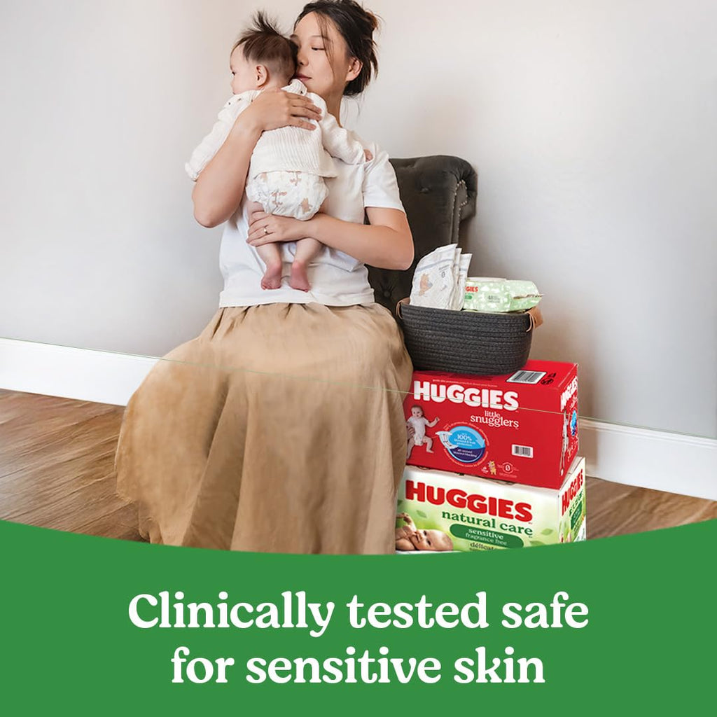 Huggies Natural Care Sensitive Baby Wipes, Unscented, Hypoallergenic, 99% Purified Water, 12 Flip-Top Packs (768 Wipes Total), Packaging May Vary Jansha Store
