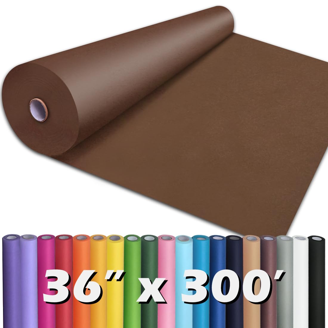 PerkHomy Brown Kraft Paper Roll 17.5" x 1,200" (100') for Gift Wrapping Bulletin Board Craft Art Bouquet Flower Packing Valentines Easel Moving Shipping Floor Poster Covering Table 70GSM 50LB Jansha Store