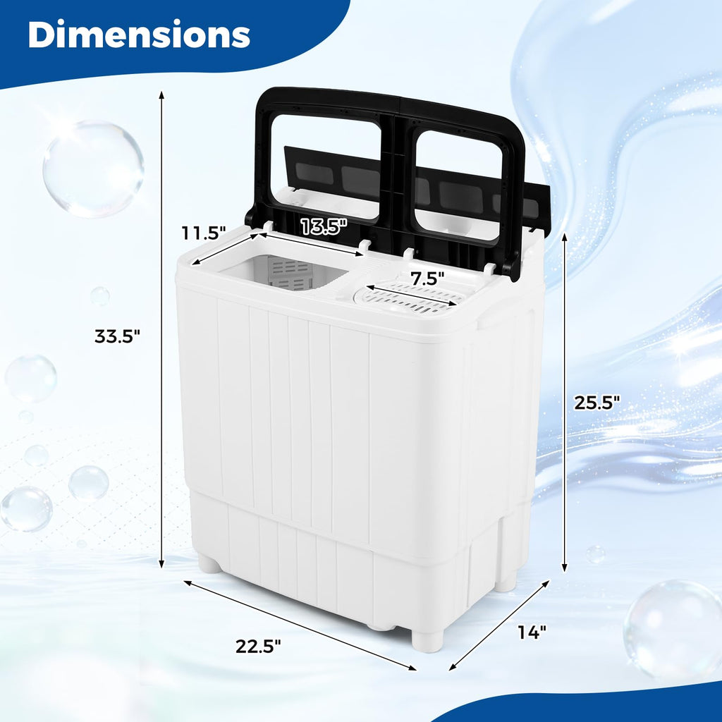 COSTWAY 26Lbs Portable Washing Machine with Built-in Drain Pump, Blue Jansha Store