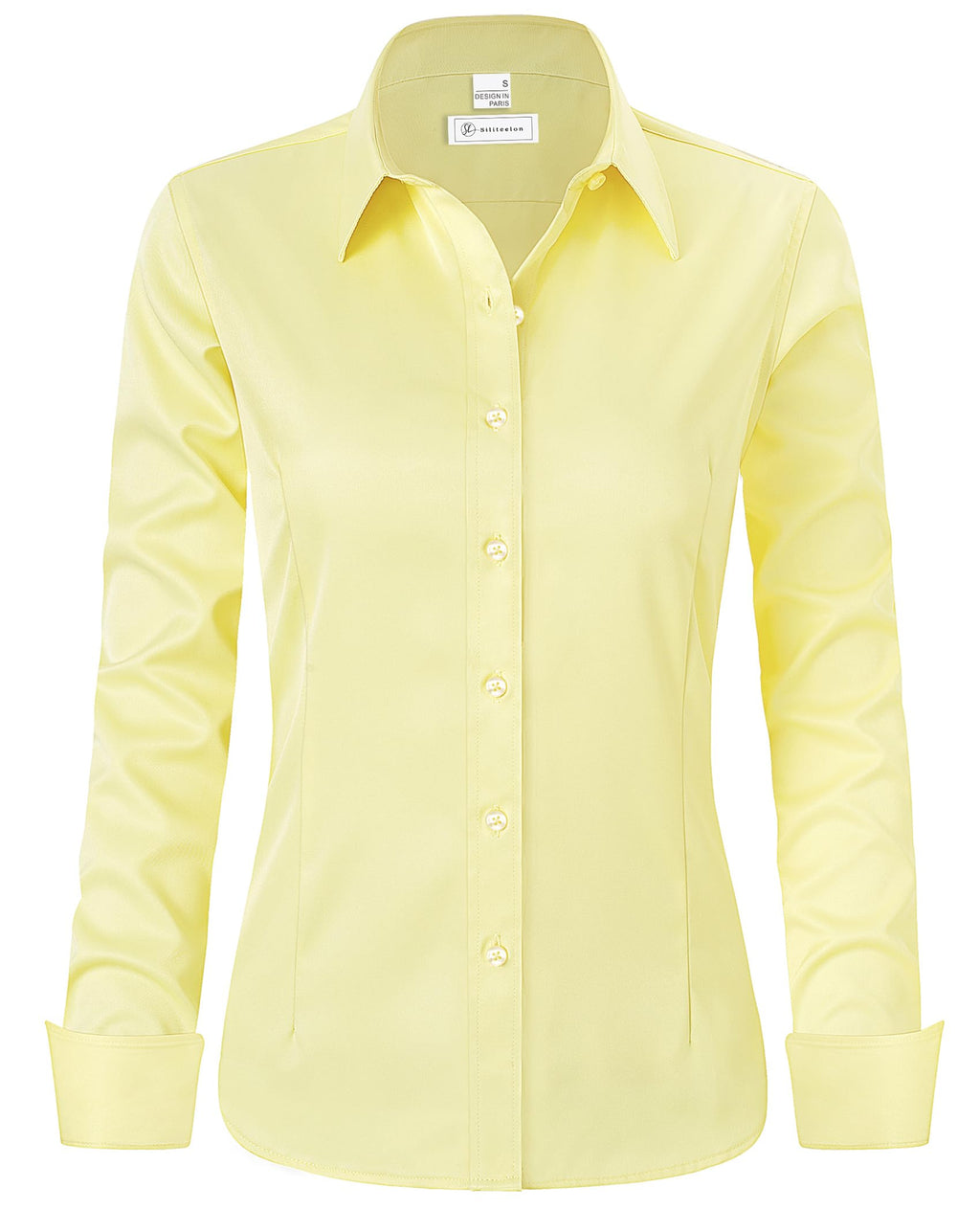 siliteelon Womens Classic-Fit Dress Shirts Long Sleeve Button Down Wrinkle-Free Stretch Solid Casual Work Office Blouse Top Jansha Store