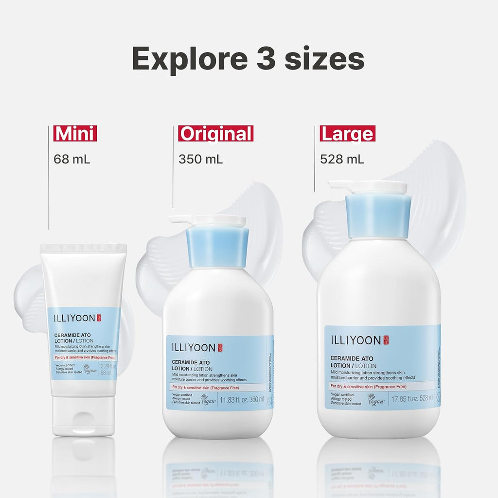 Illiyoon Ceramide Ato Lotion | Lightweight Moisturizer for Dry & Sensitive Skin, Barrier Repair for Face and Body, Mild for Babies, Vegan Certified, Korean Skincare, 2.29 fl.oz. Jansha Store