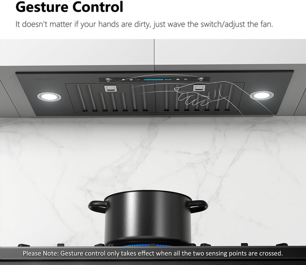IKTCH 36 inch Black Insert Range Hood, 900 CFM Ducted/Ductless Vent Hood Jansha Store