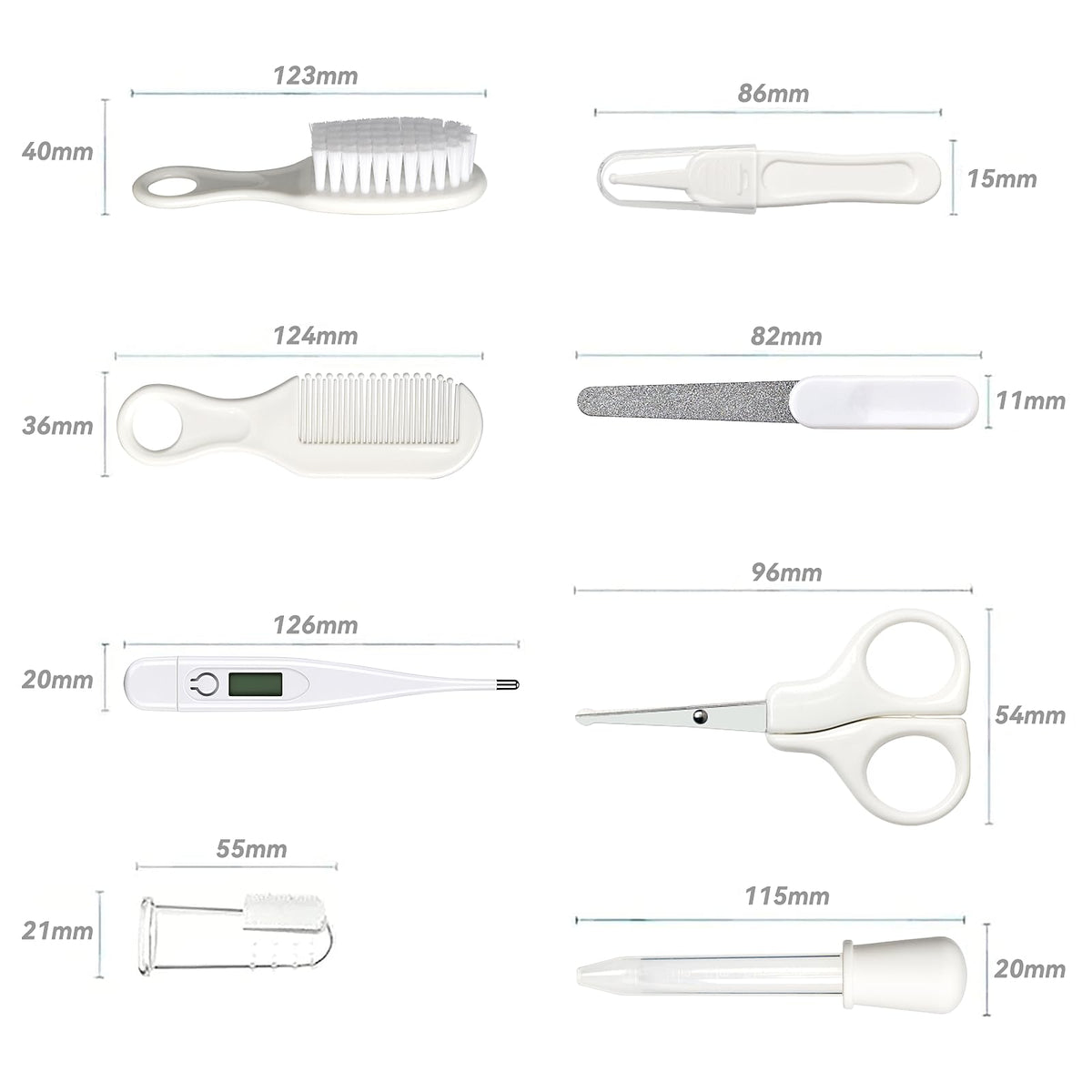 Baby Grooming Kit, Infant Safety Care Set with Hair Brush Comb Nail Clipper Nasal Aspirator,Baby Essentials Kit for Newborn Girls Boys (Grey White) Jansha Store