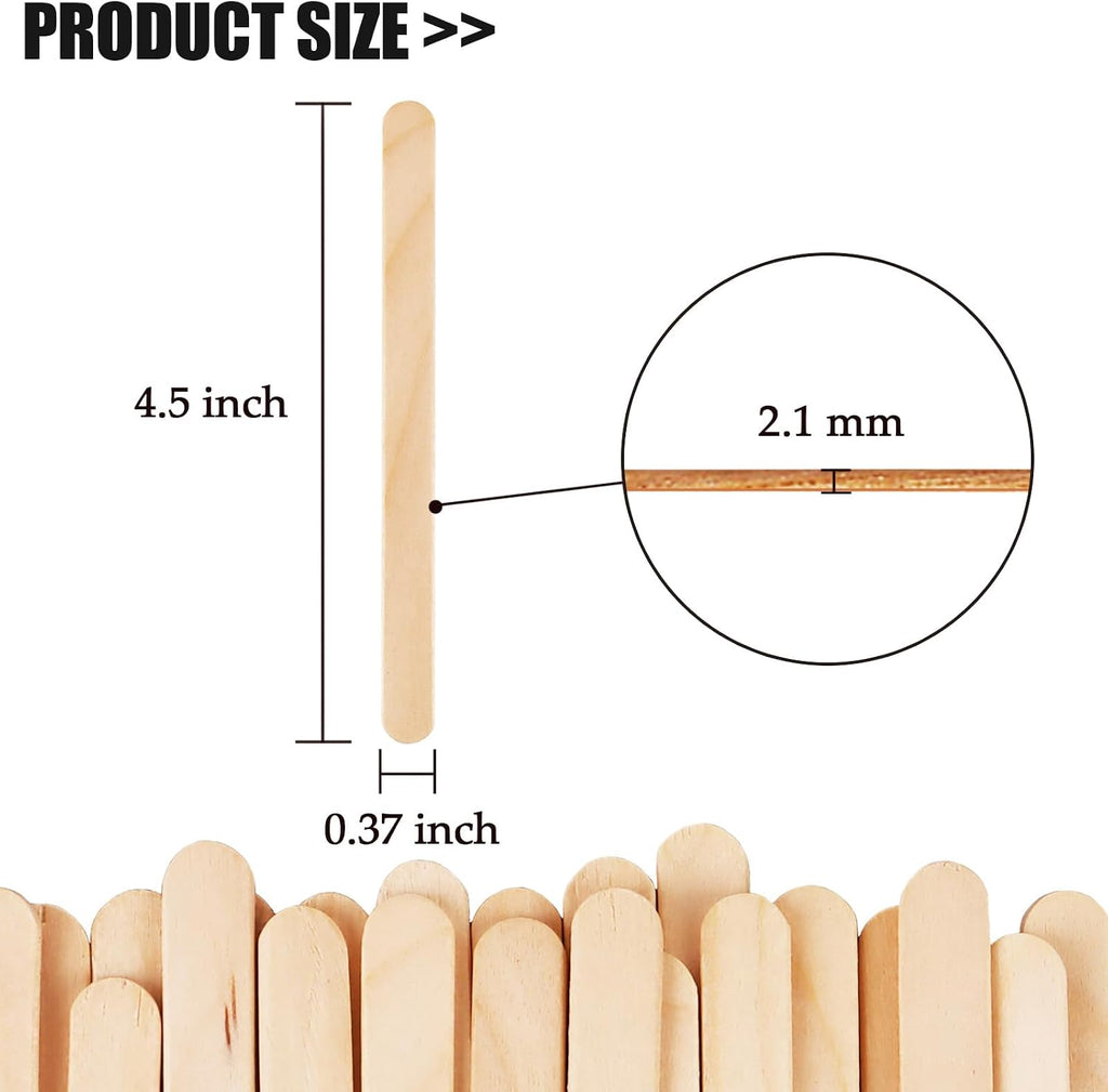 KTOJOY 200 Pcs Craft Sticks Ice Cream Sticks Natural Wood Popsicle Craft Sticks 4.5 inch Length Treat Sticks Ice Pop Sticks for DIY Crafts Jansha Store