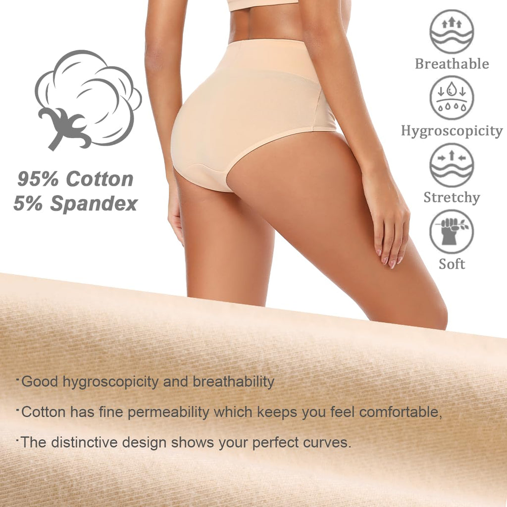 Molasus Women's Cotton Underwear High Waisted Full Coverage Ladies Panties (Regular & Plus Size) Jansha Store