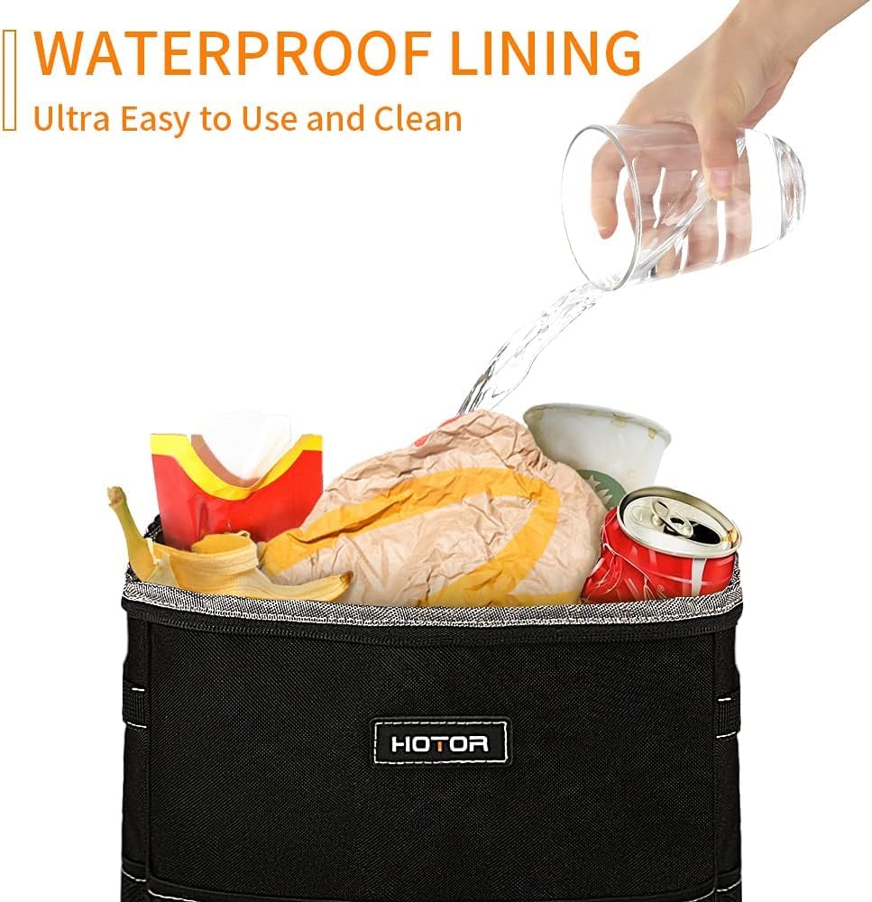HOTOR Car Trash Can, Leakproof Car Organizer, 2-Gallon, Black Jansha Store