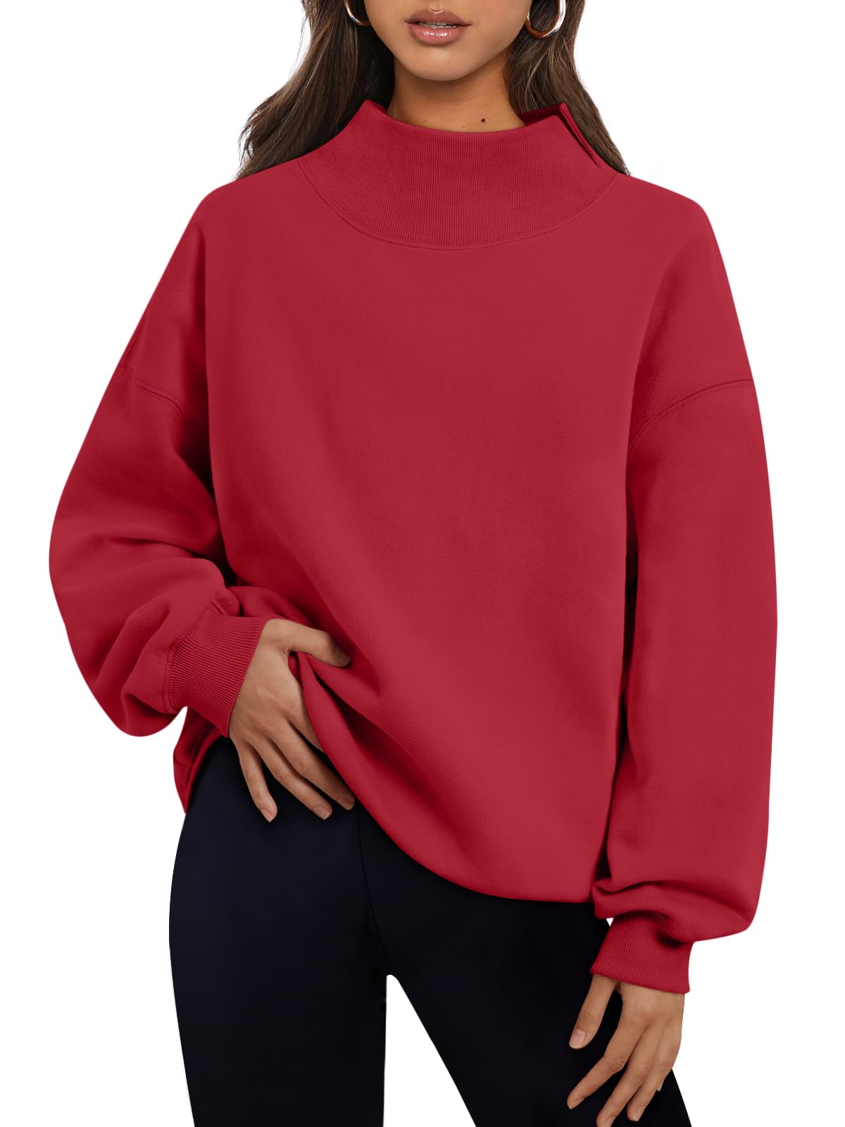 Trendy Queen Womens Mock Neck Sweatshirts Oversized Pullover Fall Outfits Jansha Store