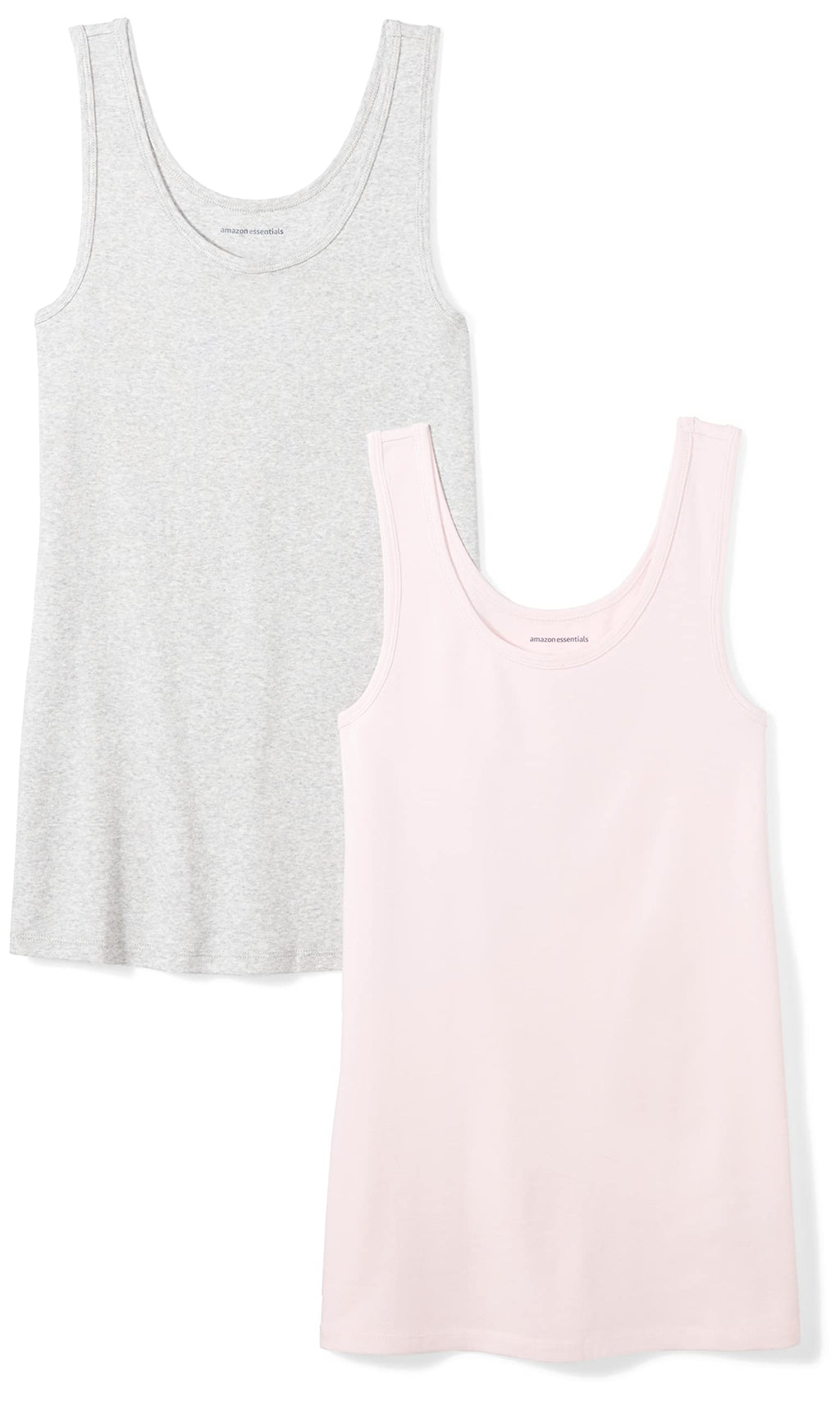 Amazon Essentials Women's Slim-Fit Ribbed Scoop Neck Tank Tops, Pack of 2 Jansha Store