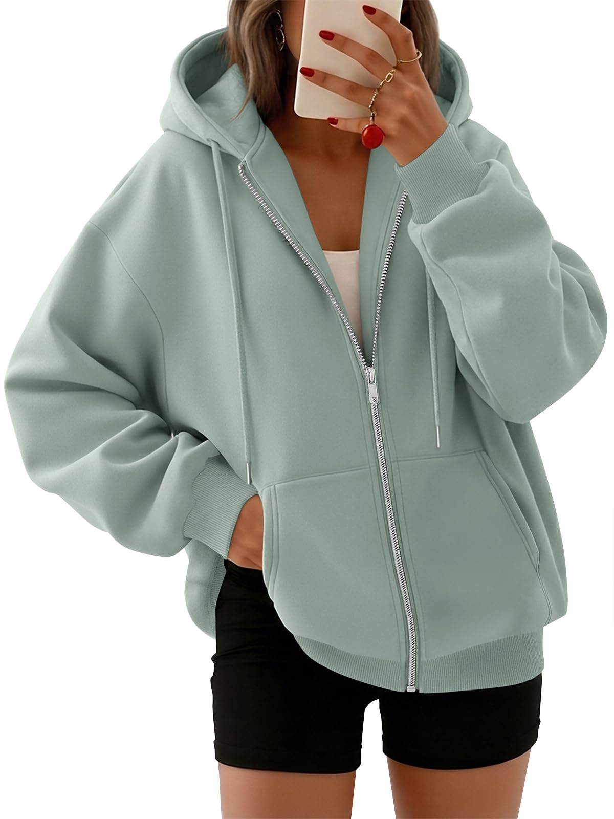 Trendy Queen Womens Oversized Zip Up Hoodies Y2K Fall Sweatshirts 2026 Jansha Store