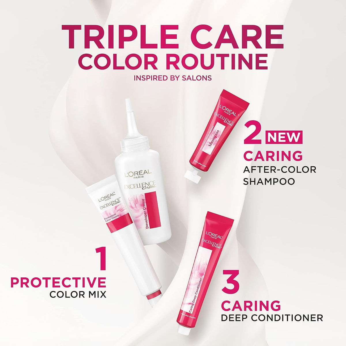 L'Oreal Paris Excellence Crème Permanent Hair Dye, Triple Care Hair Color with Hyaluronic Acid for 100% Gray Coverage, 4 Dark Brown, 1 Kit (Packaging May Vary) Jansha Store