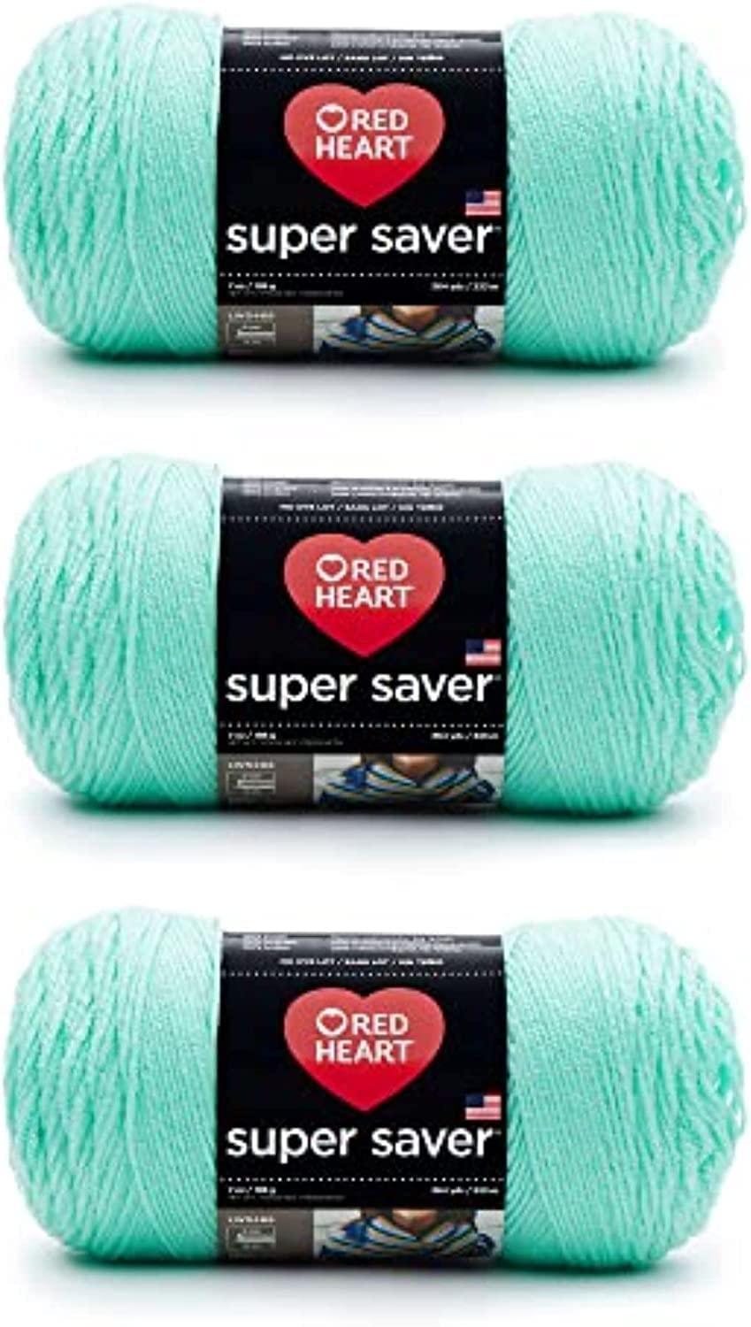 Red Heart Super Saver Yarn for Crocheting & Knitting, Medium Thyme, 3-Pack Jansha Store