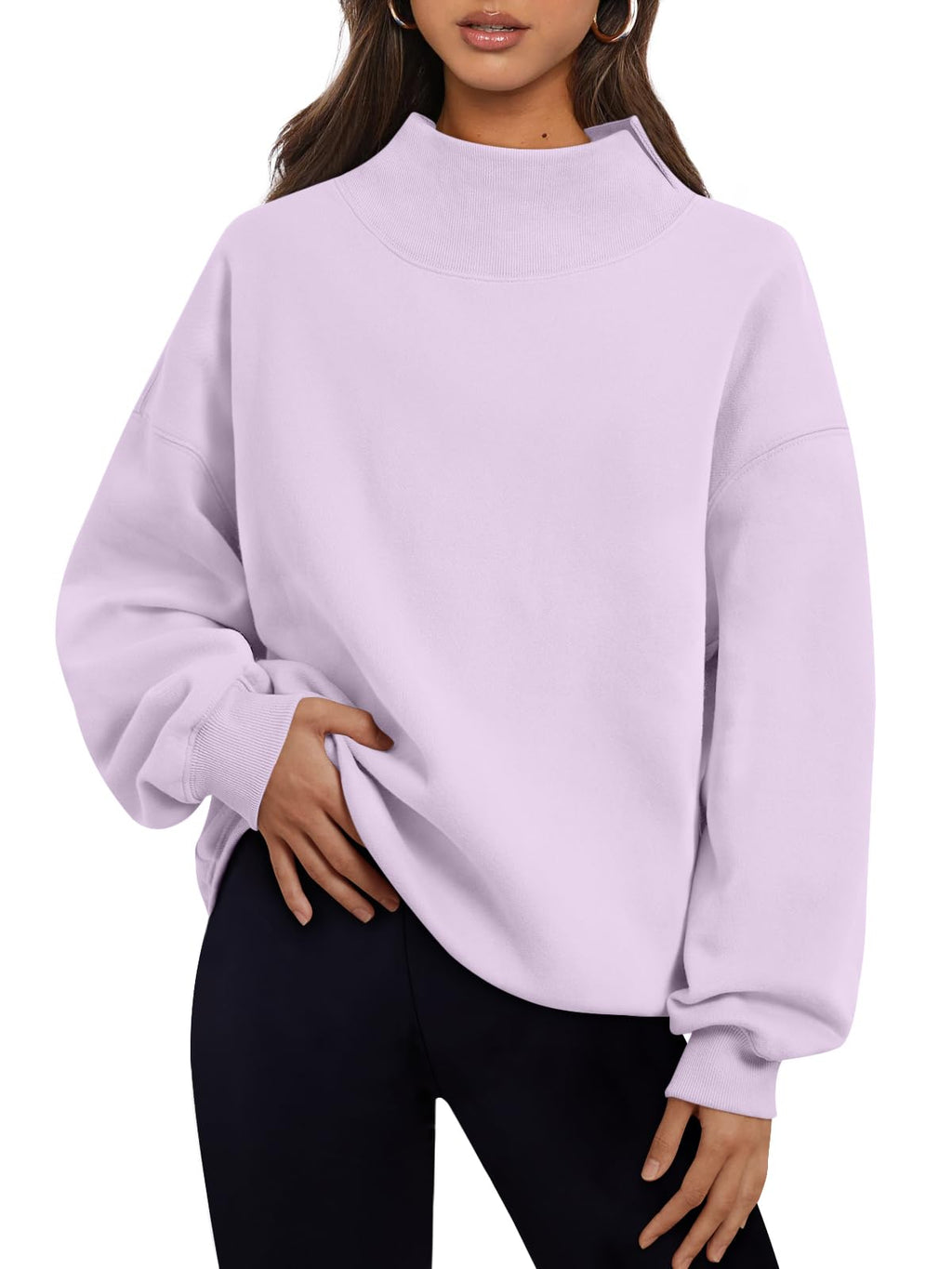 Trendy Queen Womens Mock Neck Sweatshirts Oversized Pullover Fall Outfits Jansha Store