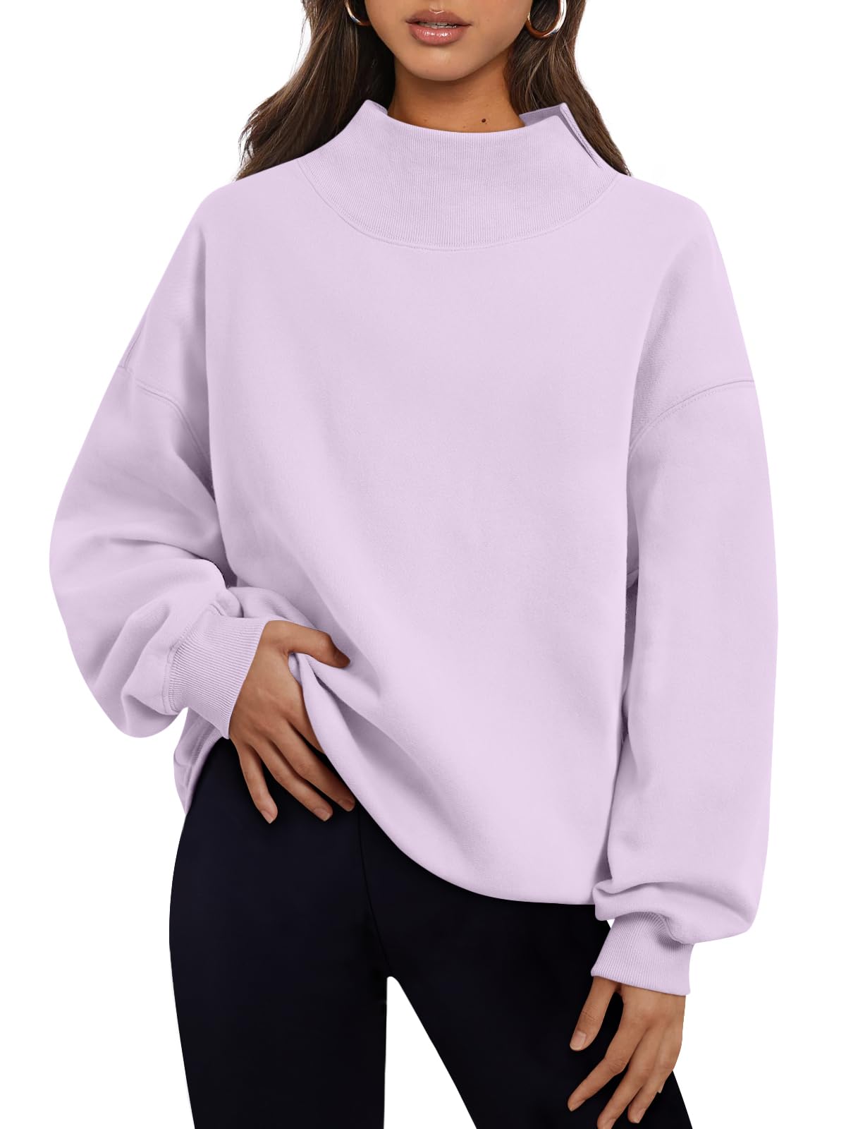 Trendy Queen Womens Mock Neck Sweatshirts Oversized Pullover Fall Outfits Jansha Store