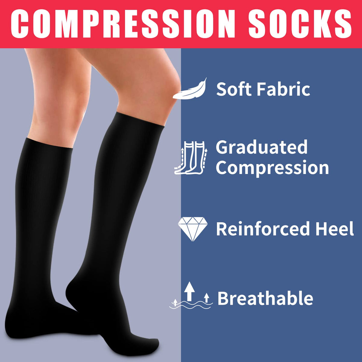 Laite Hebe 4 Pairs-Compression Socks for Women&Men Circulation-Best Support for Nurses,Running,Athletic Jansha Store