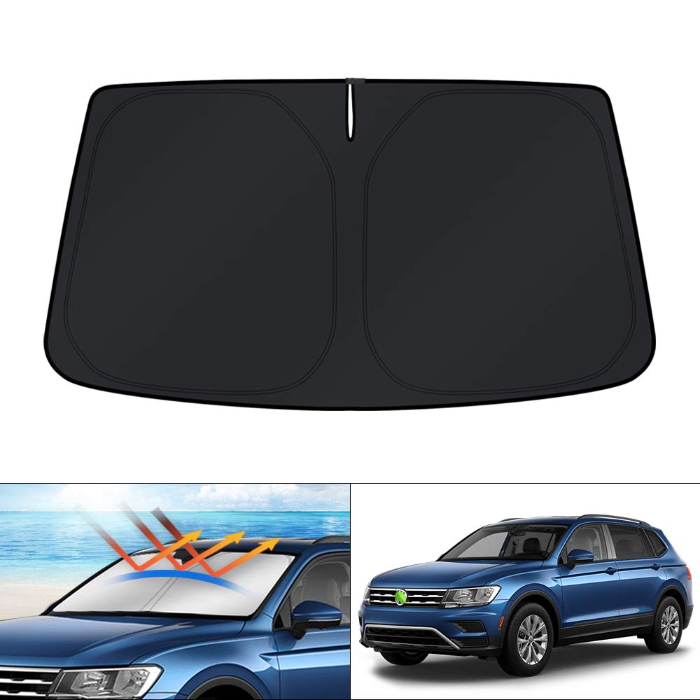 KUST Windshield Sun Shade for 2017-2026 Tesla Model Y/Model 3 Sunshade Accessories (Fit 2025-2026 Model Y Juniper / 2024 Model 3 Highland) Upgraded Foldable Sunshade, Blocks UV Rays Keep Car Cool Jansha Store