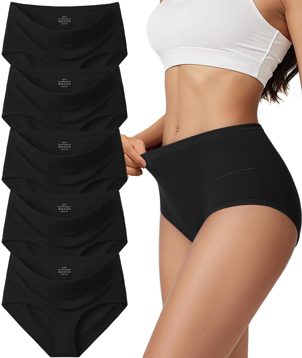 Vevmon Cotton Underwear for Women High Waisted Soft Ladies Panties 5 Pack Jansha Store
