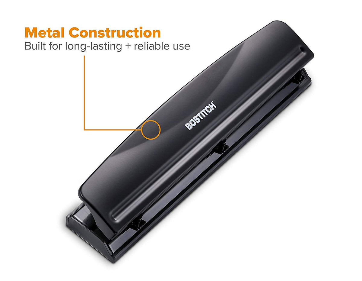 Bostitch Office 3 Hole Punch, Metal, 12 Sheet Capacity, Rubber Base, Silver Jansha Store