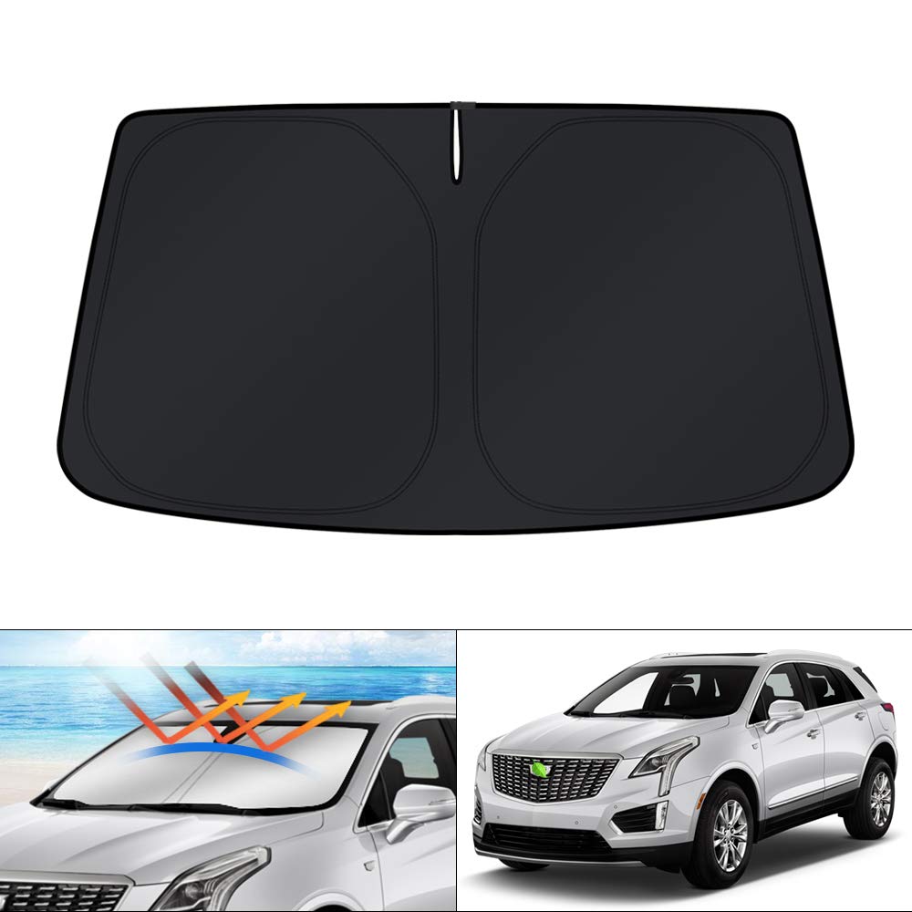 KUST Windshield Sun Shade for 2017-2026 Tesla Model Y/Model 3 Sunshade Accessories (Fit 2025-2026 Model Y Juniper / 2024 Model 3 Highland) Upgraded Foldable Sunshade, Blocks UV Rays Keep Car Cool Jansha Store