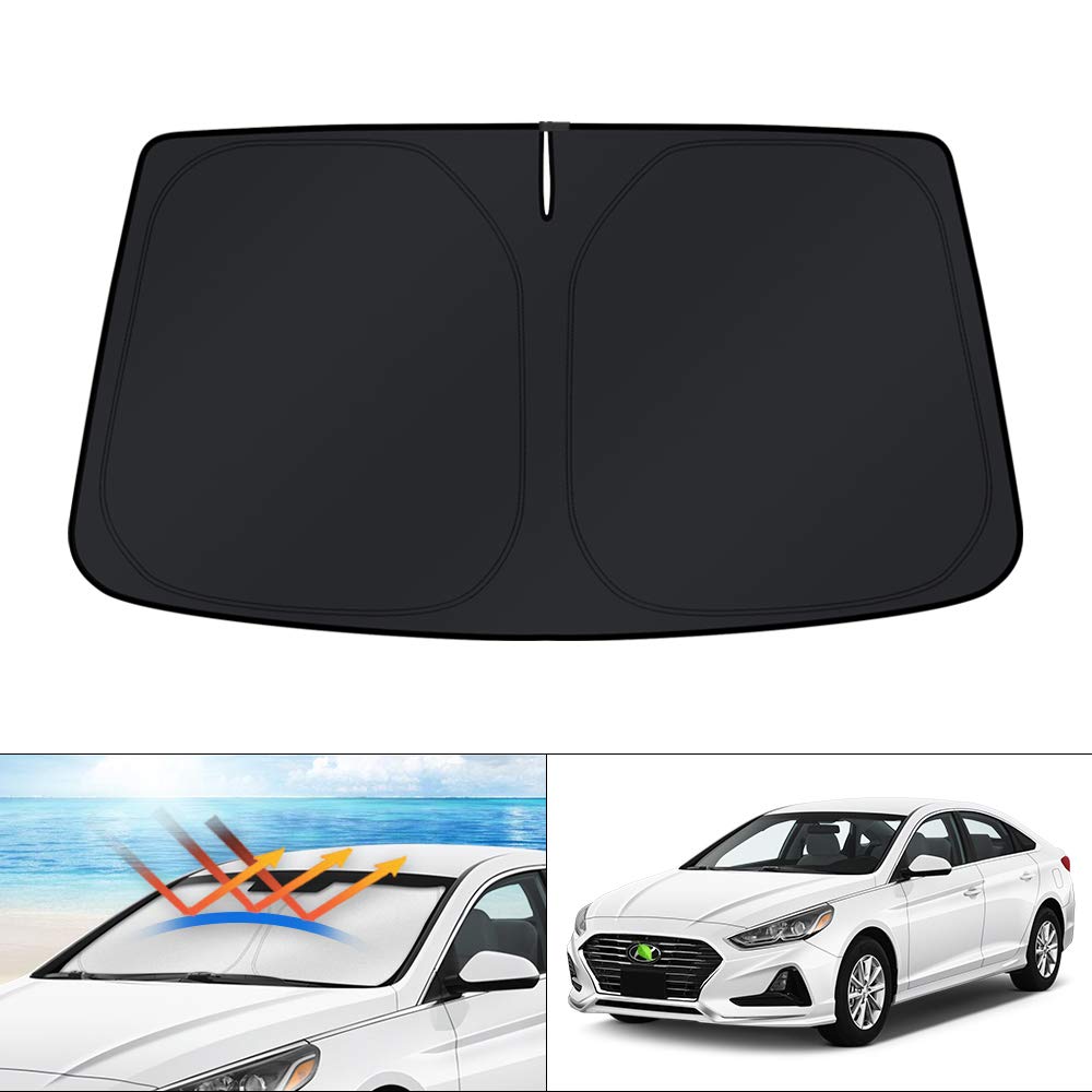 KUST Windshield Sun Shade for 2017-2026 Tesla Model Y/Model 3 Sunshade Accessories (Fit 2025-2026 Model Y Juniper / 2024 Model 3 Highland) Upgraded Foldable Sunshade, Blocks UV Rays Keep Car Cool Jansha Store