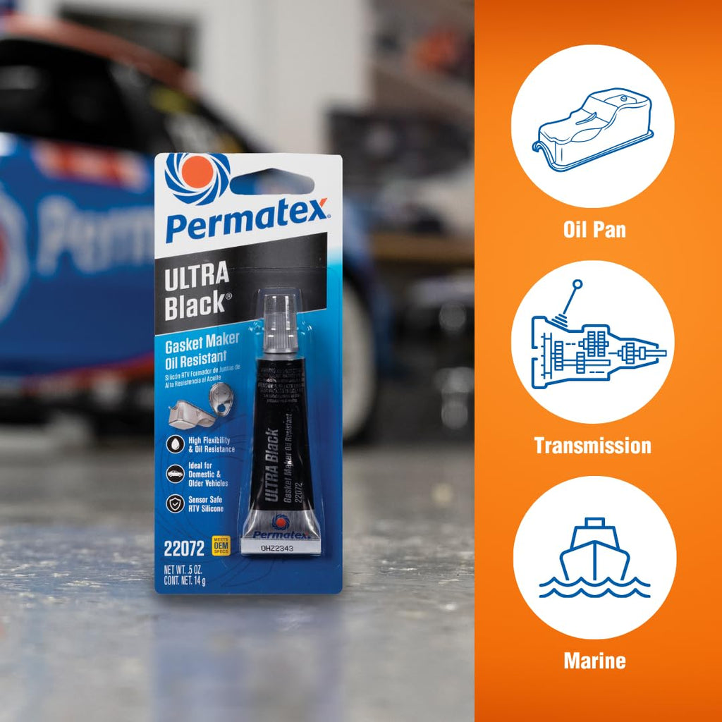 Permatex 82180 Ultra Black Maximum Oil Resistance RTV Silicone Gasket Maker, Sensor Safe and Non-Corrosive, for High Flex and Oil Resistant Applications 3 oz Jansha Store