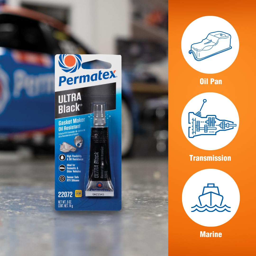 Permatex 82180 Ultra Black Maximum Oil Resistance RTV Silicone Gasket Maker, Sensor Safe and Non-Corrosive, for High Flex and Oil Resistant Applications 3 oz Jansha Store