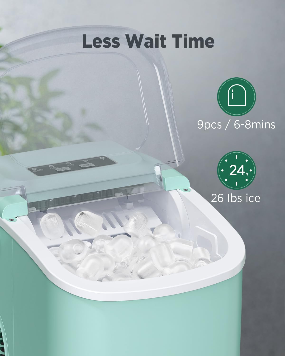 Silonn Ice Maker Countertop, Portable Ice Machine with Carry Handle, Self-Cleaning Ice Makers with Basket and Scoop, 9 Cubes in 6 Mins, 26 lbs per Day, Ideal for Home, Kitchen, Camping, RV Jansha Store