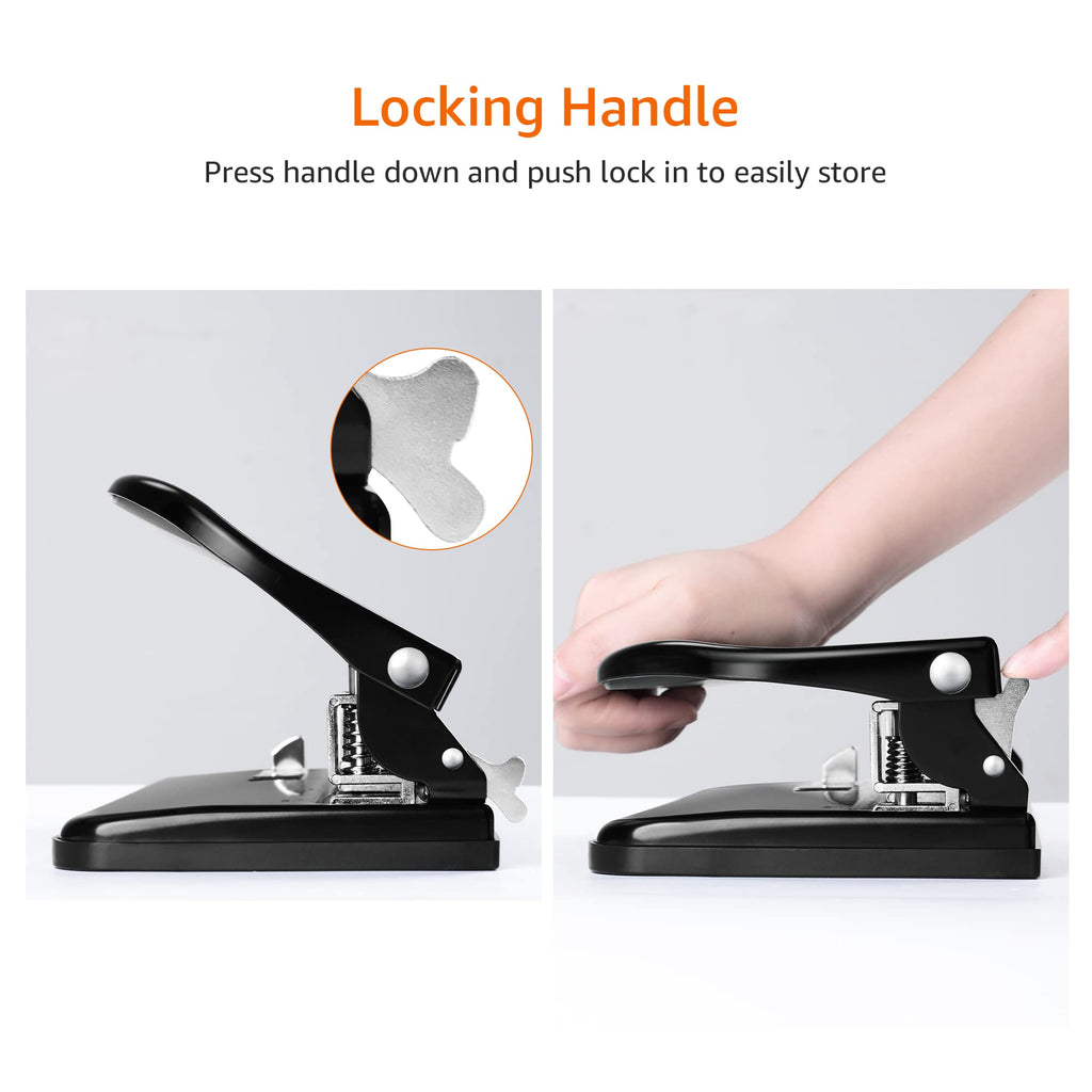 Amazon Basics 3 Hole Punch, 10 Sheet Capacity, Black, Easy-Clean Tray Jansha Store