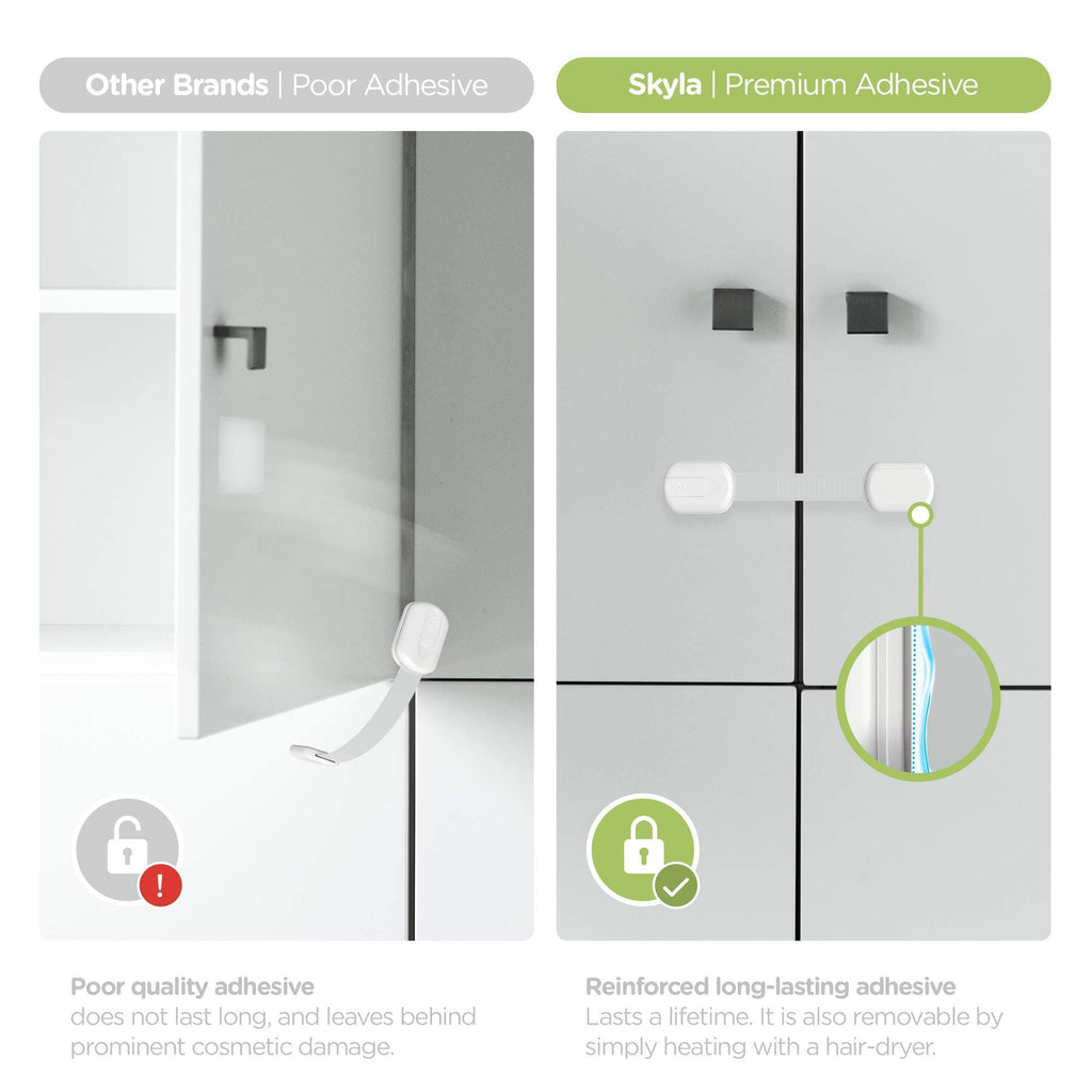 SKYLA HOMES Cabinet Strap Locks for Baby Proofing, 2 Pack, Gray Jansha Store