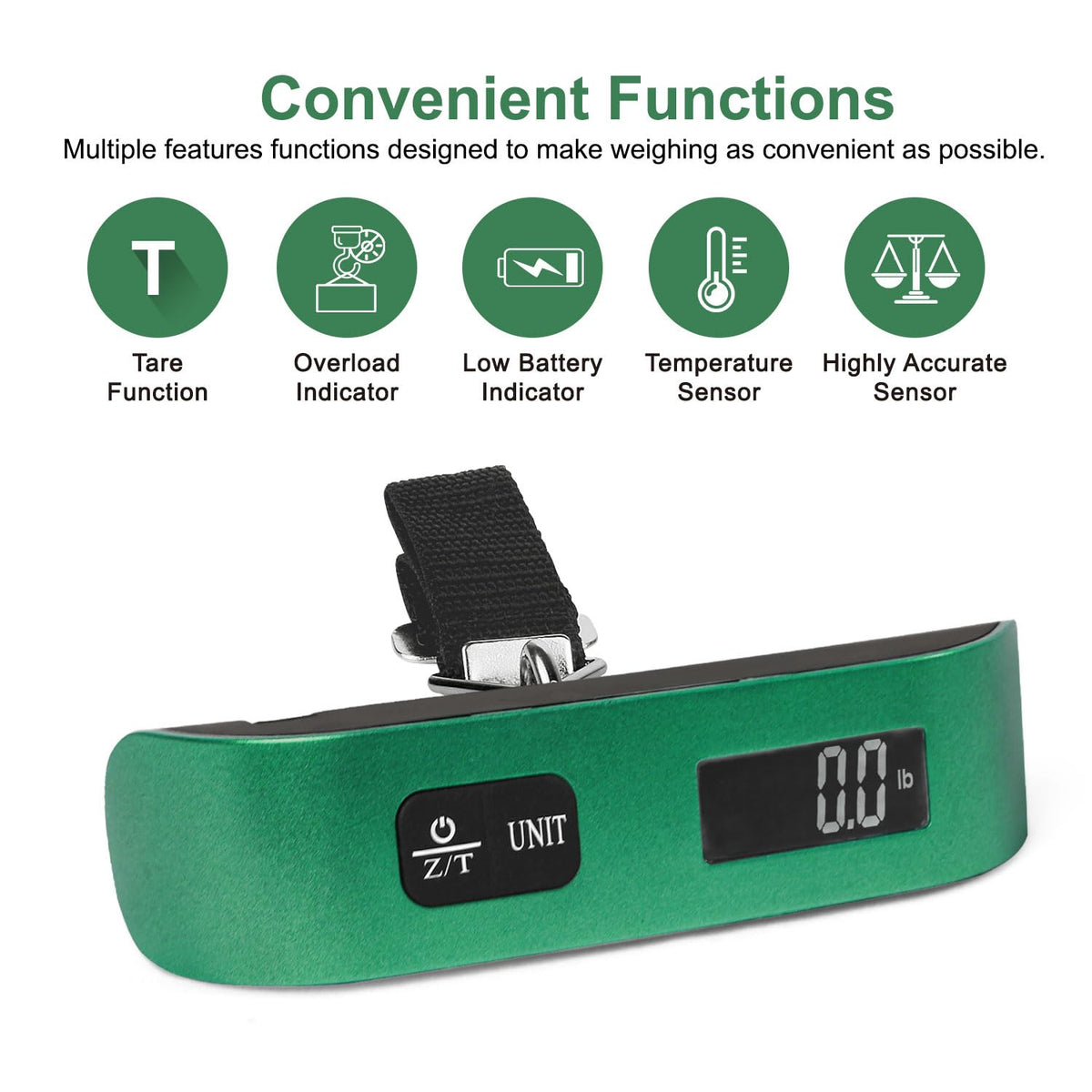 travel inspira Digital Luggage Scale – Portable Hanging Suitcase Weight Scale for Travel, 110 lb Capacity, Backlit LCD Display, Prevents Airport Overweight Fees, Battery Included Jansha Store