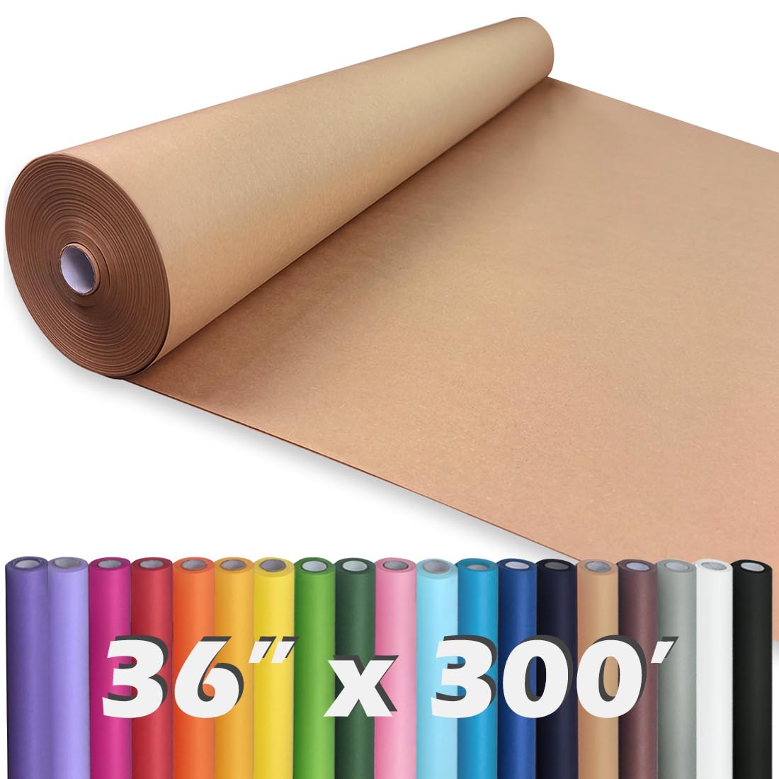 PerkHomy Brown Kraft Paper Roll 17.5" x 1,200" (100') for Gift Wrapping Bulletin Board Craft Art Bouquet Flower Packing Valentines Easel Moving Shipping Floor Poster Covering Table 70GSM 50LB Jansha Store